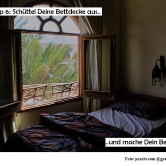 Tipp 6: Schüttle deine Bettdecke aus und mache dein Bett